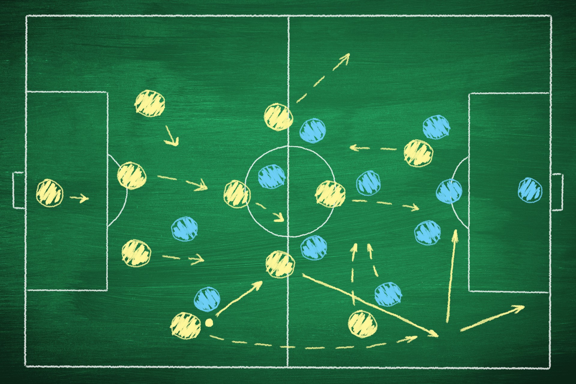 Illustration of soccer or football tactics and offense play